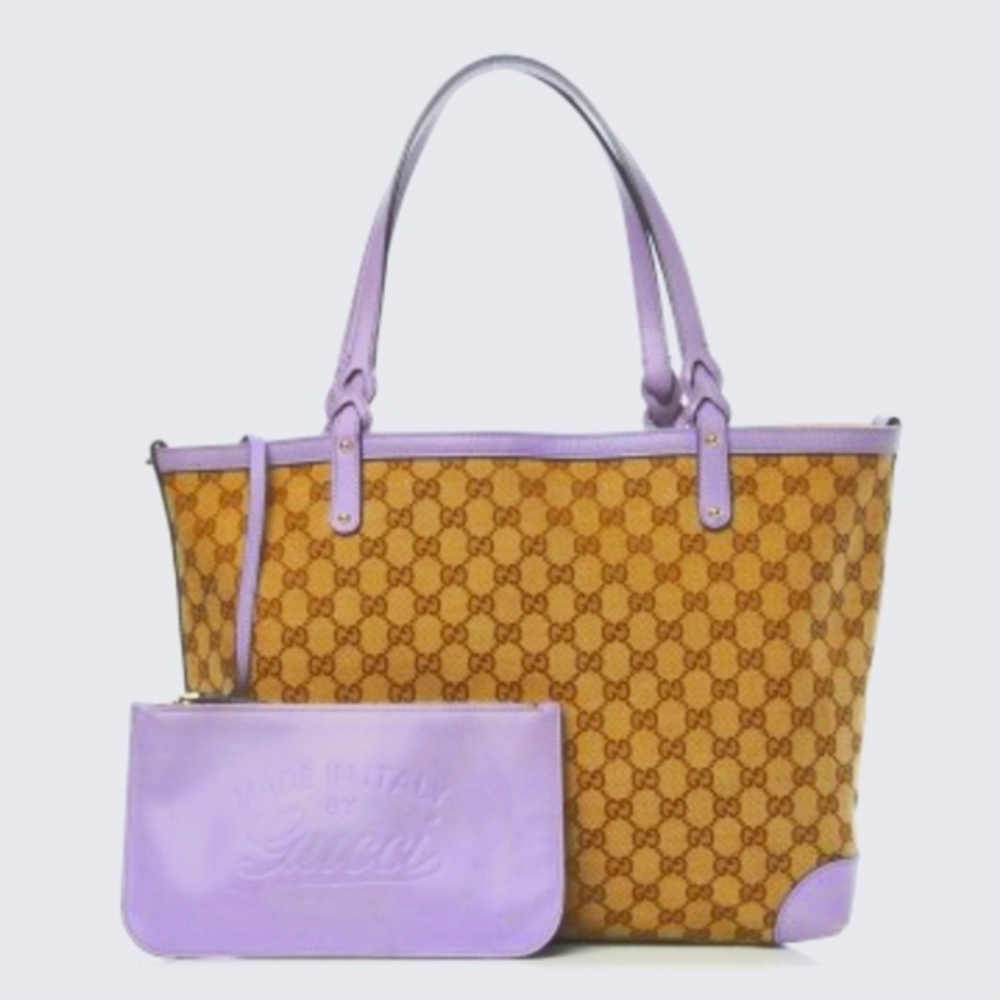 🇮🇹Gucci Monogram XL Craft Lilac Tote and pouch set💜💜💜💜